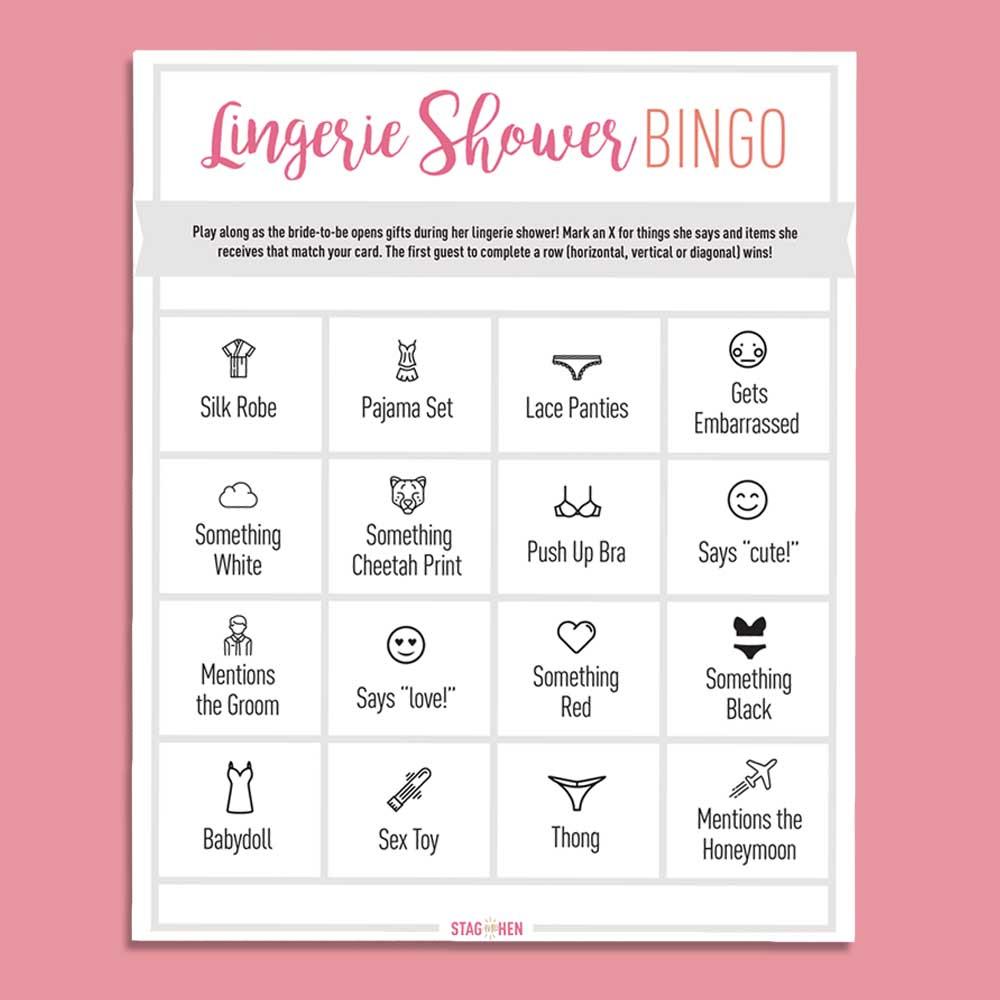 Free printable bridal shower bingo game